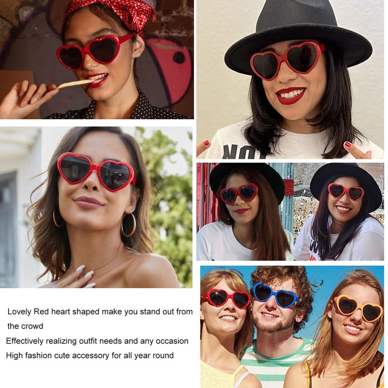 Armear Women Fashion Oversized Heart Sunglasses Retro Lady Girl Cute Love Shaped Large Plastic Eyeglasses Red - Image 5